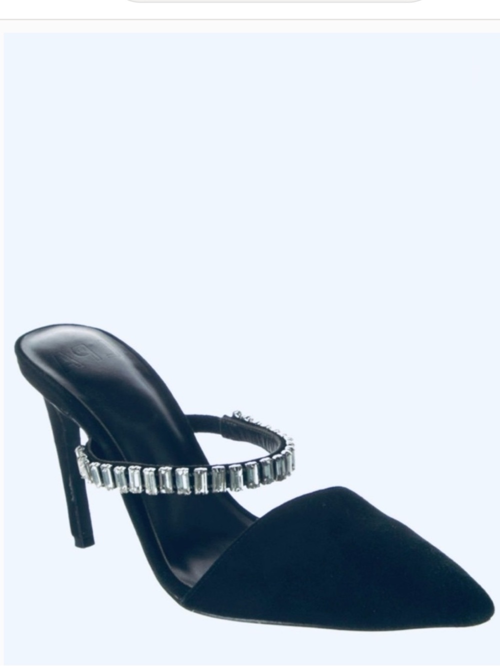 LPA Black Pointed Toe Crystal-Embellished Mules 6.5